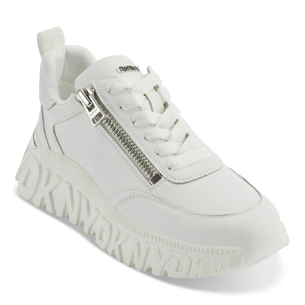 DKNY Women’s Lakelyn Zip Platform Leather Sneakers- Size 10